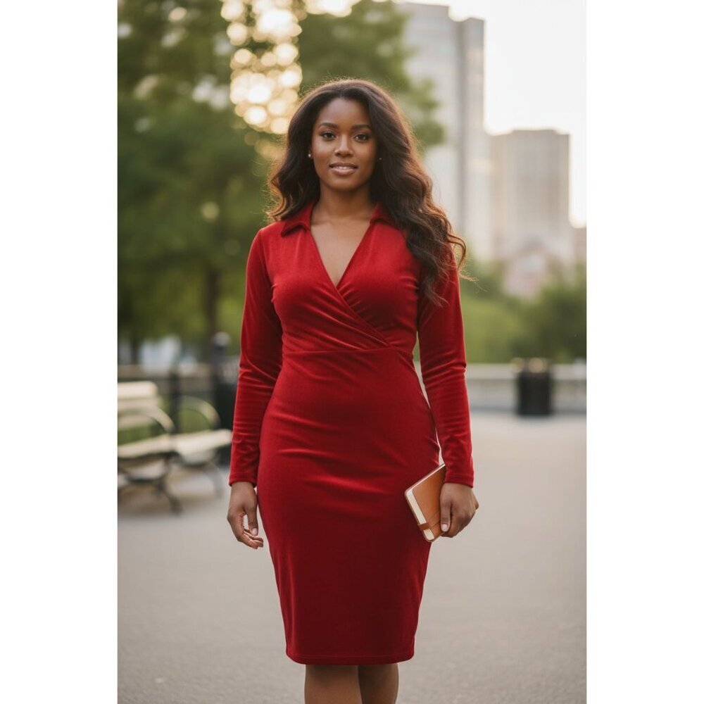 Torrid Mini Jersey Long Sleeve Collar Surplice red Dress size 2X